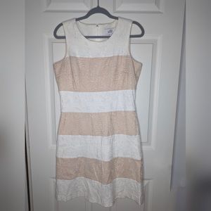 Badgley Mischka dress | beige and blush pink | 12